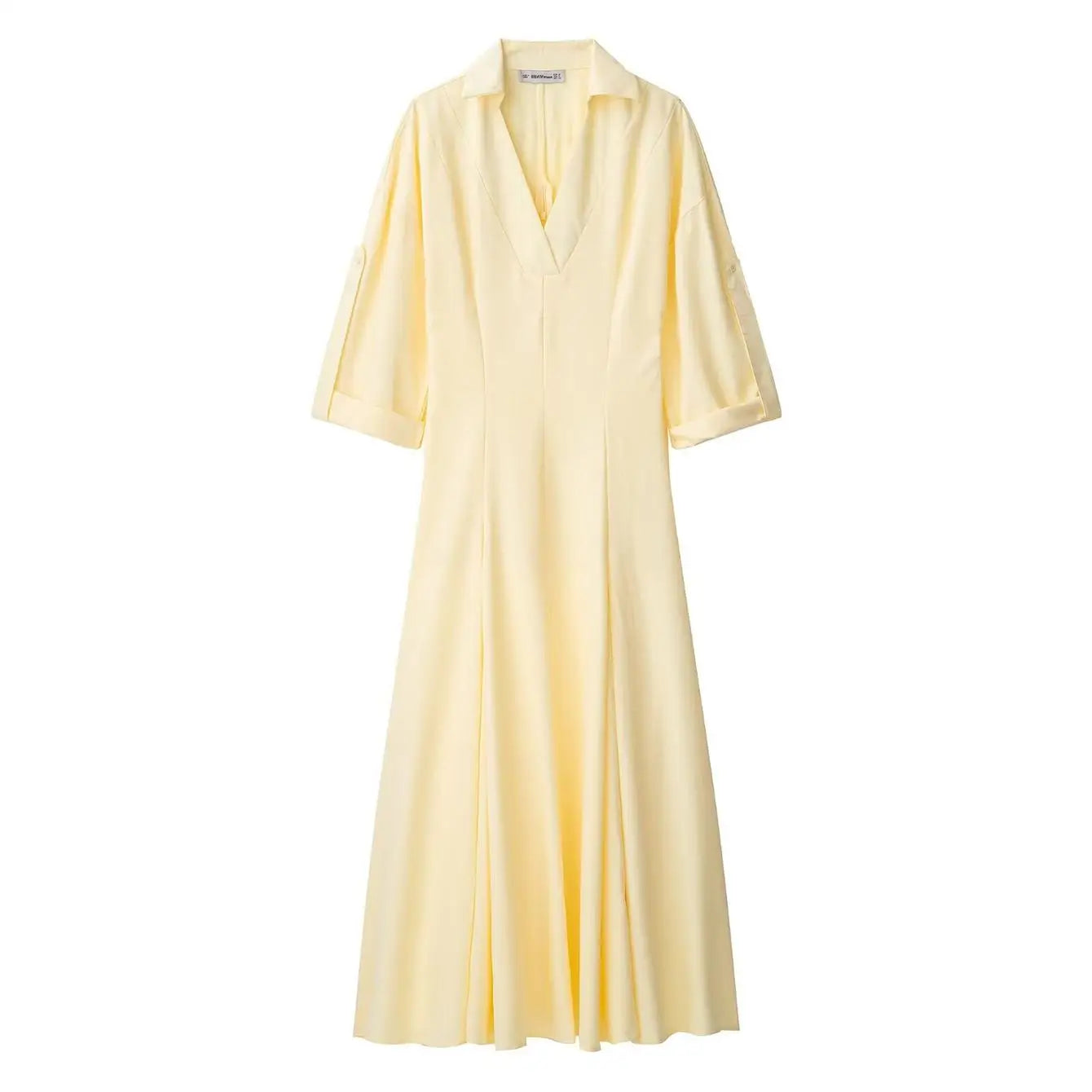 Butter Yellow Collared Midi Dress