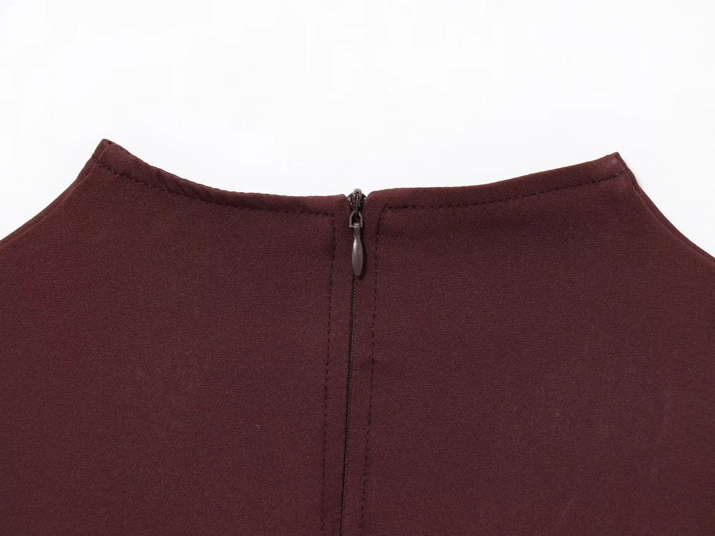 V-Neck Pleated Mini Dress