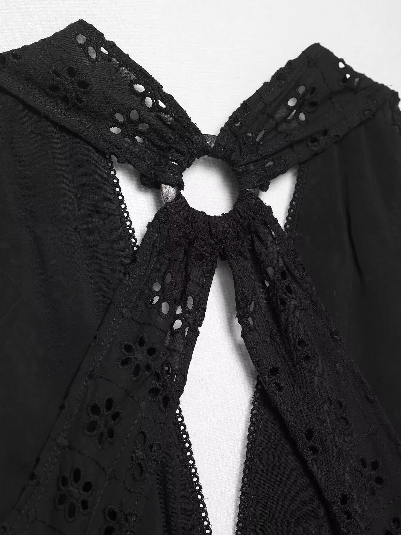 Embroidered Halter Cutout Maxi Dress