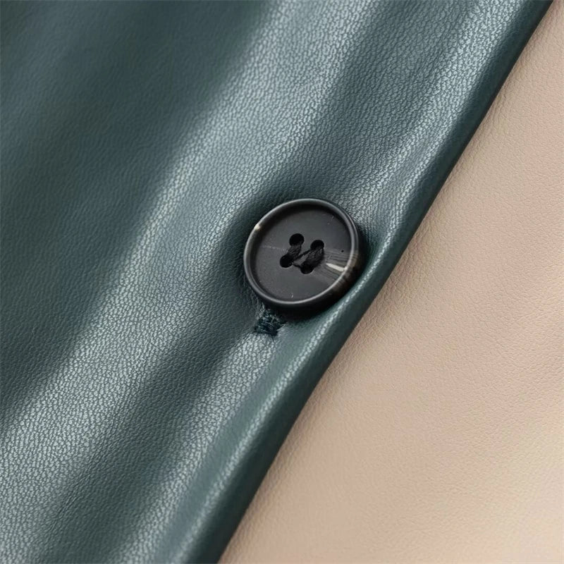 Colorblock Faux Leather Shirt Jacket
