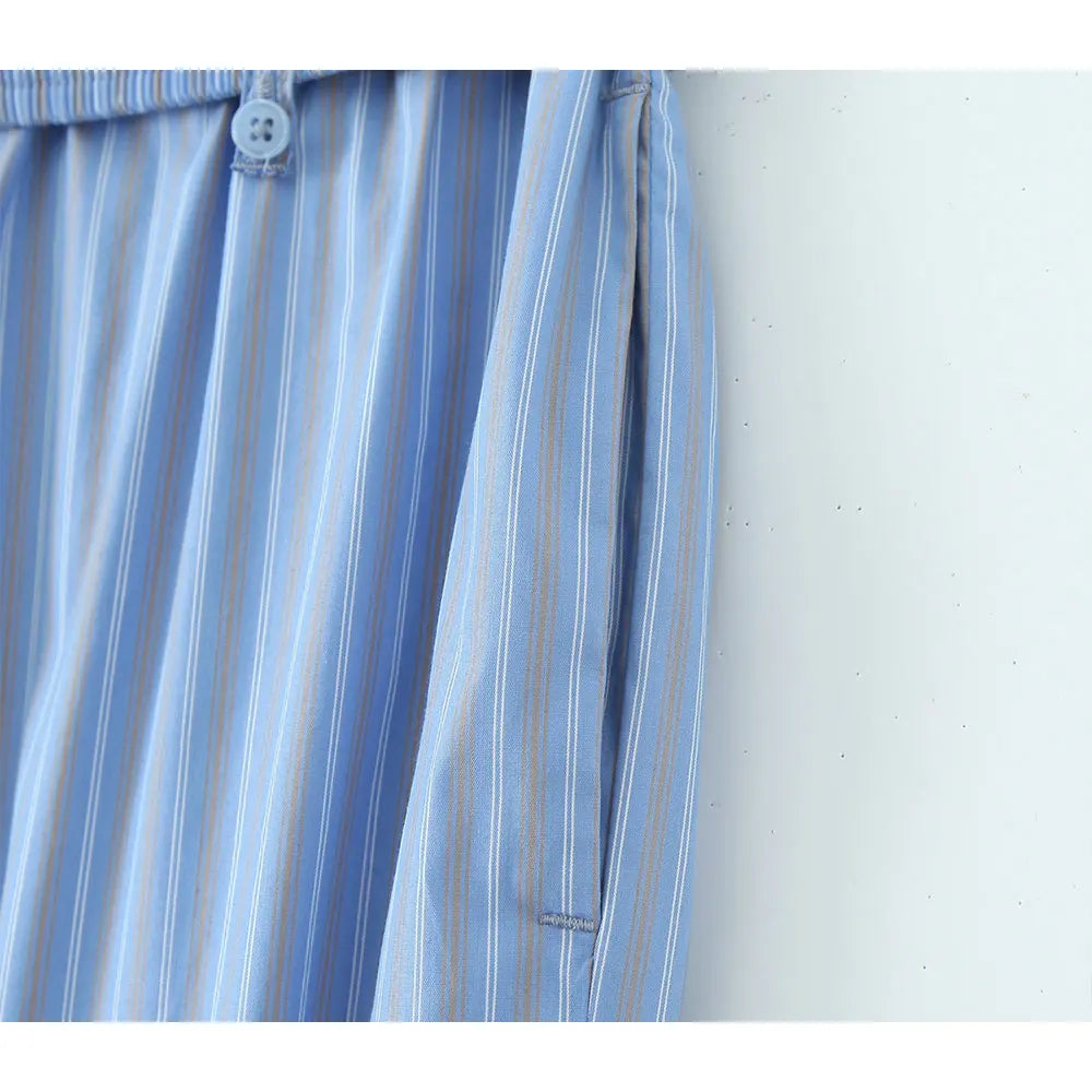 Azure Pinstripe Relaxed Pants