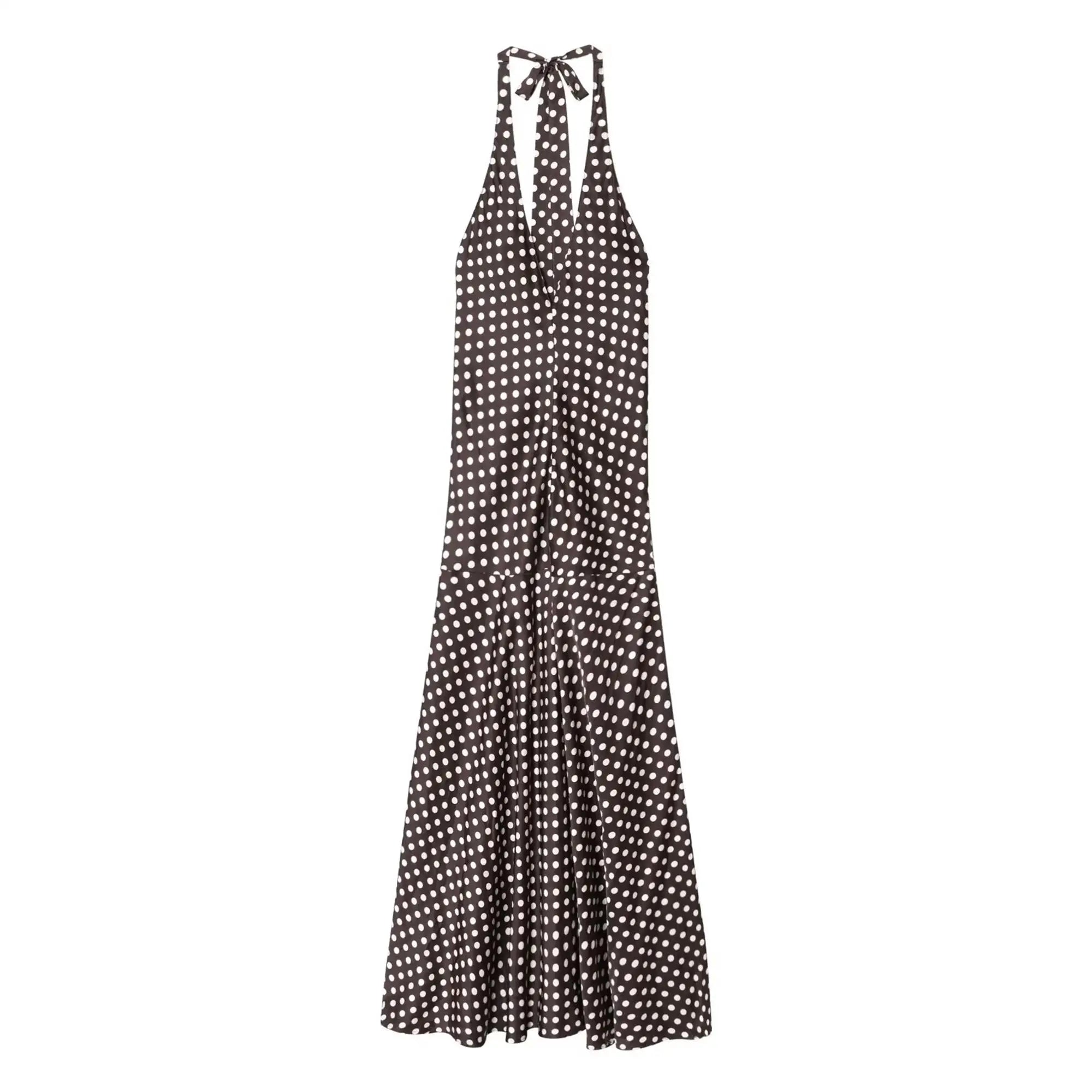 Polka Dot Halter Midi Dress