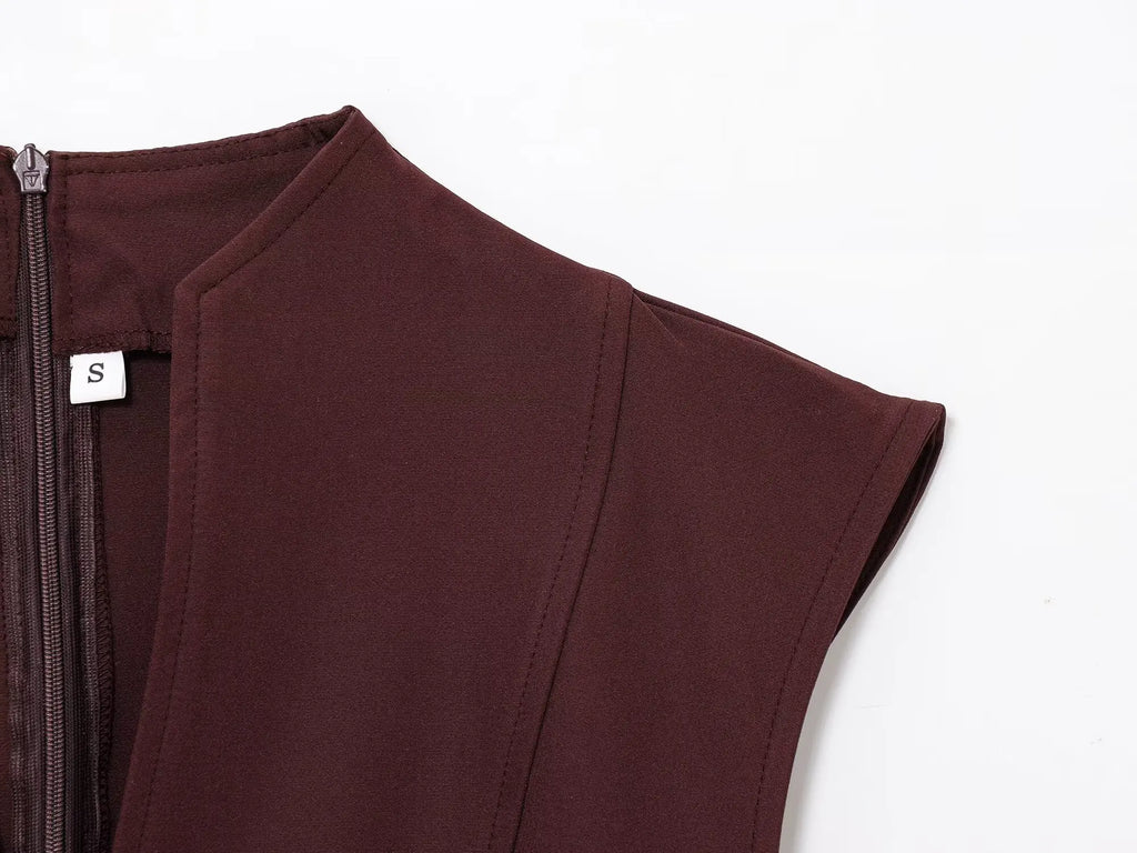 V-Neck Pleated Mini Dress