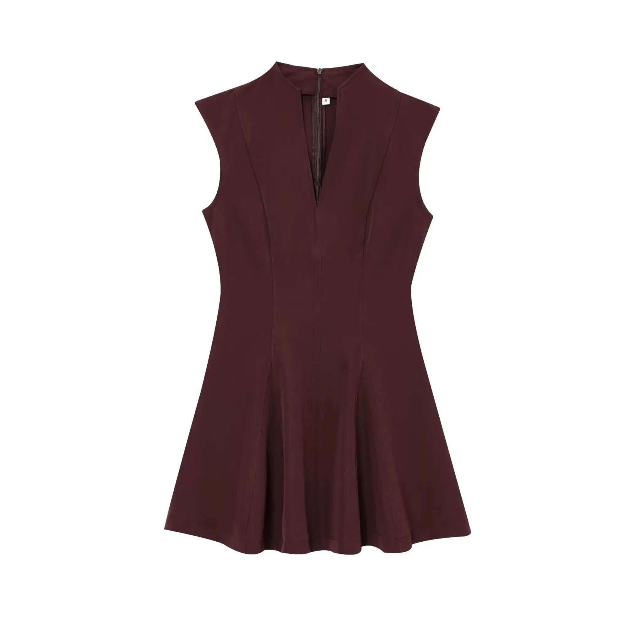 V-Neck Pleated Mini Dress
