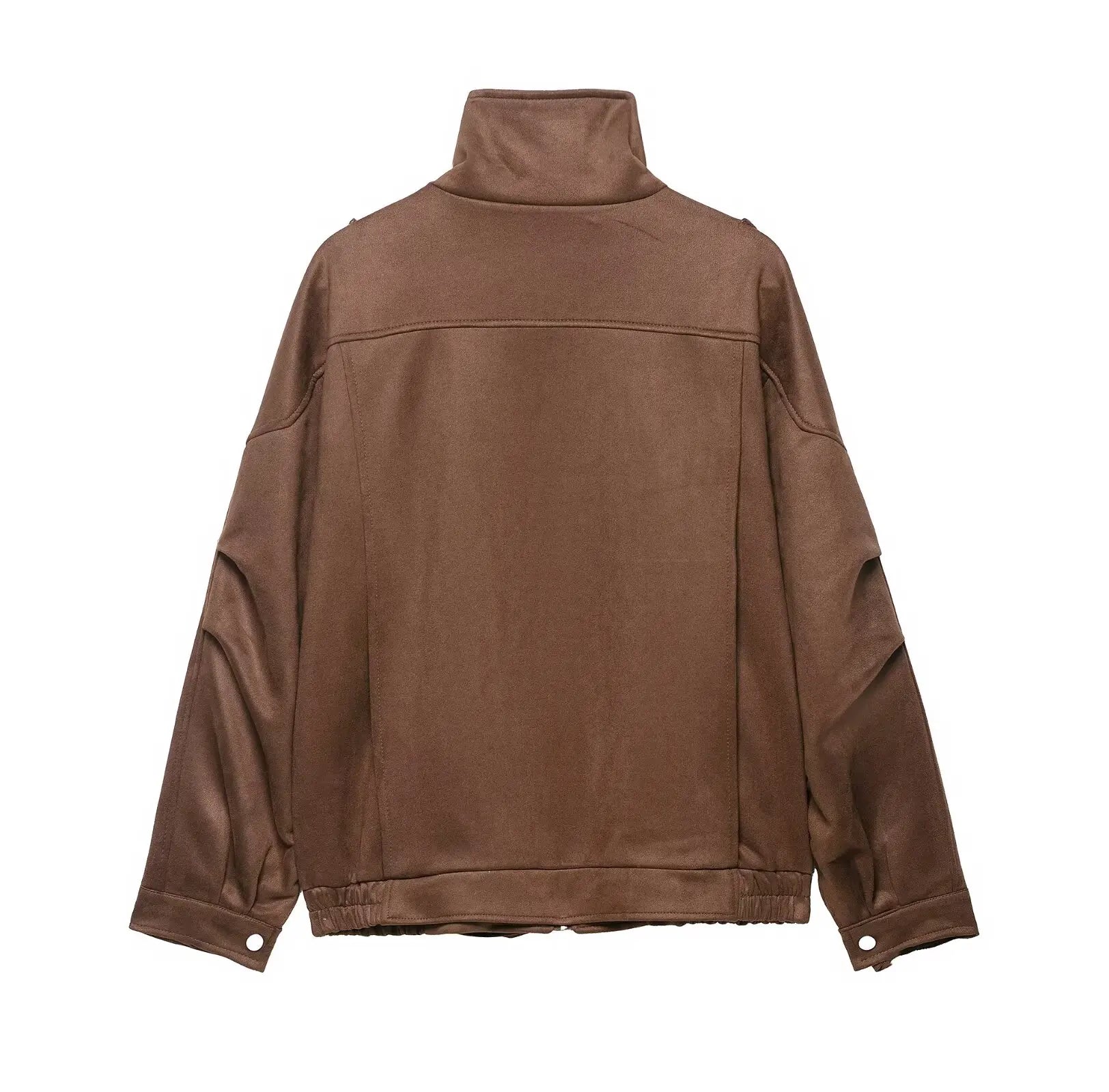 Chestnut Buckled High-Collar Jacket