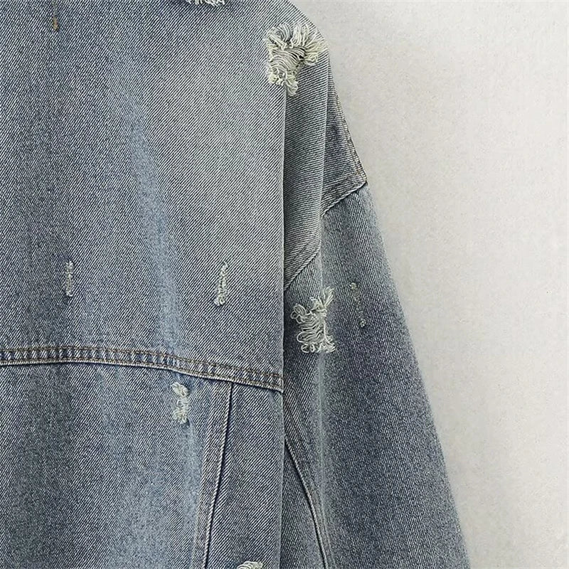 Distressed Cropped Denim Jacket