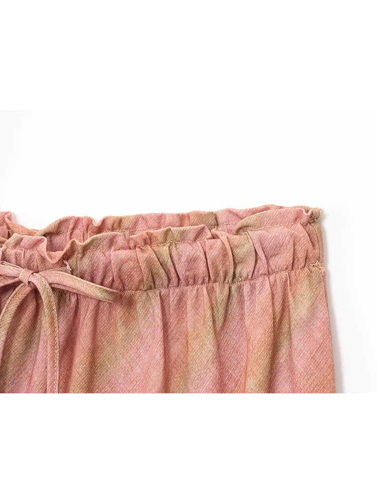 Blush Plaid Drawstring Maxi Skirt