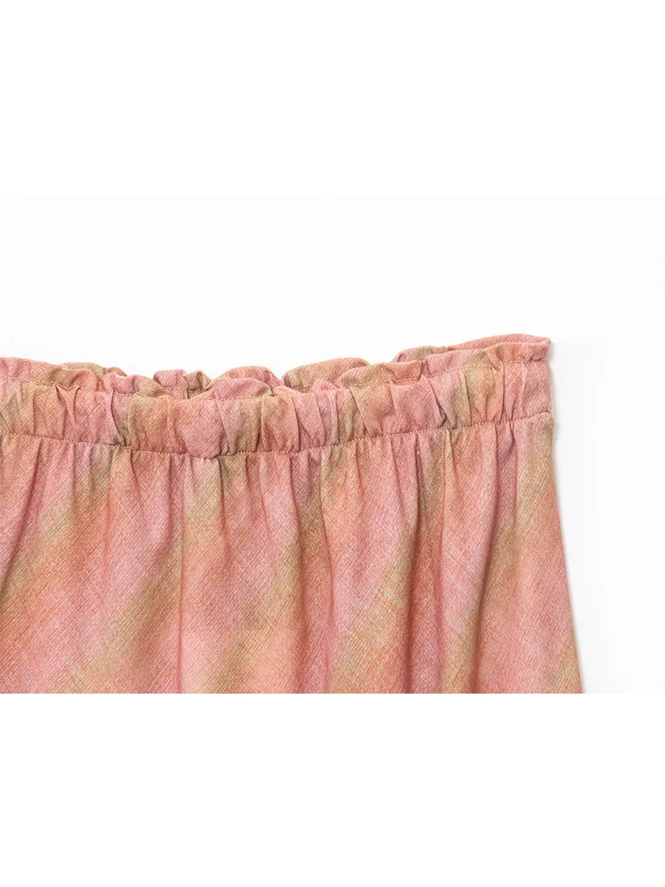 Blush Plaid Drawstring Maxi Skirt