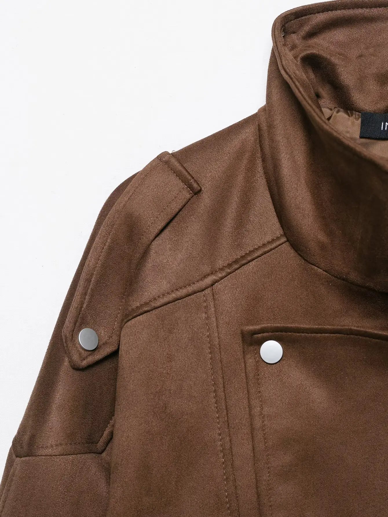 Chestnut Buckled High-Collar Jacket