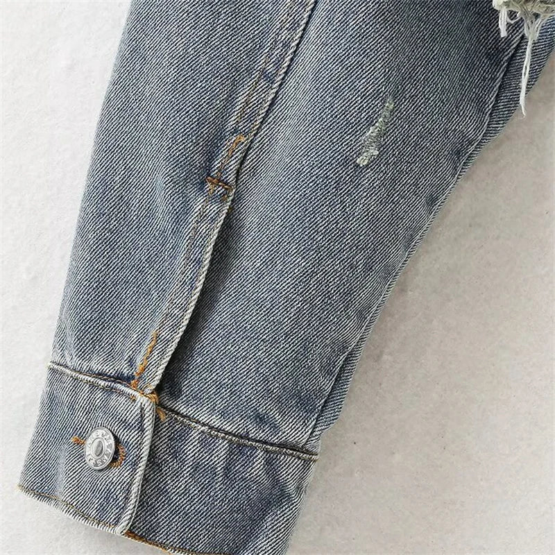 Distressed Cropped Denim Jacket