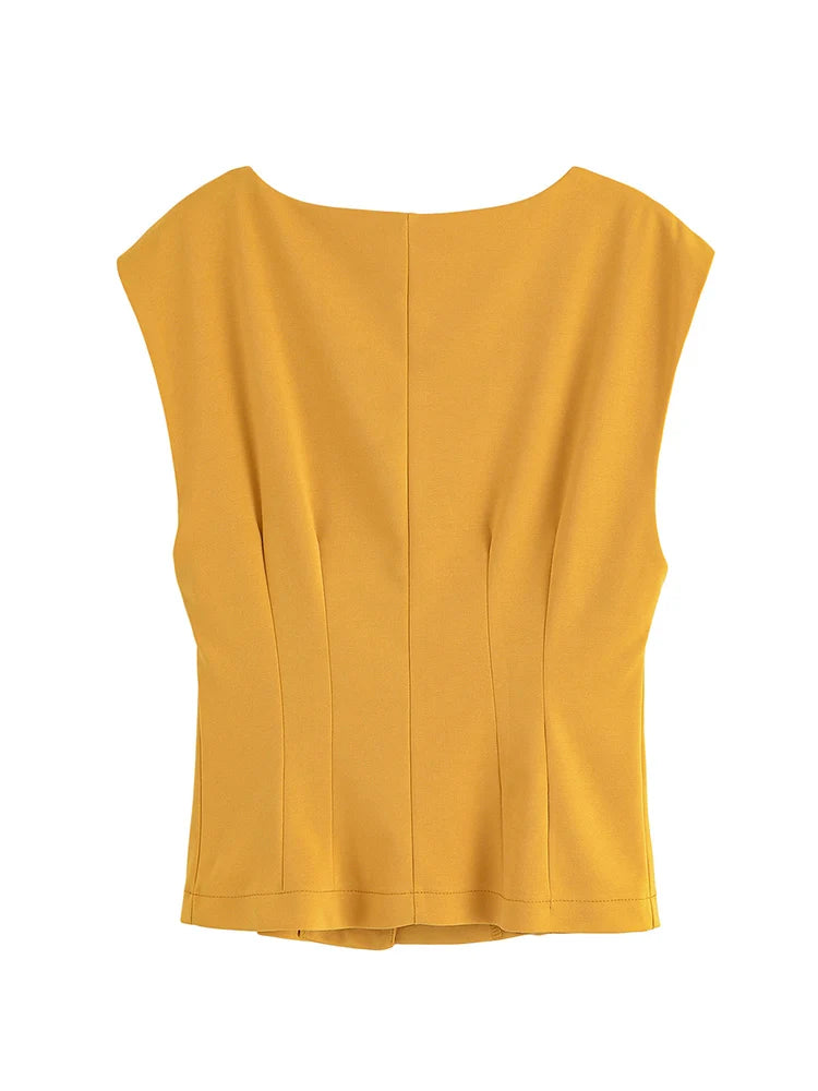 Button-Front V-Neck Vest