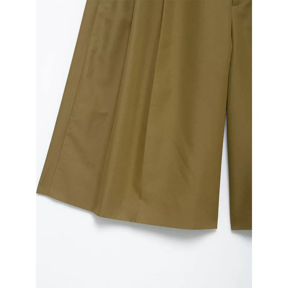 Camel Pleated Bermuda Shorts