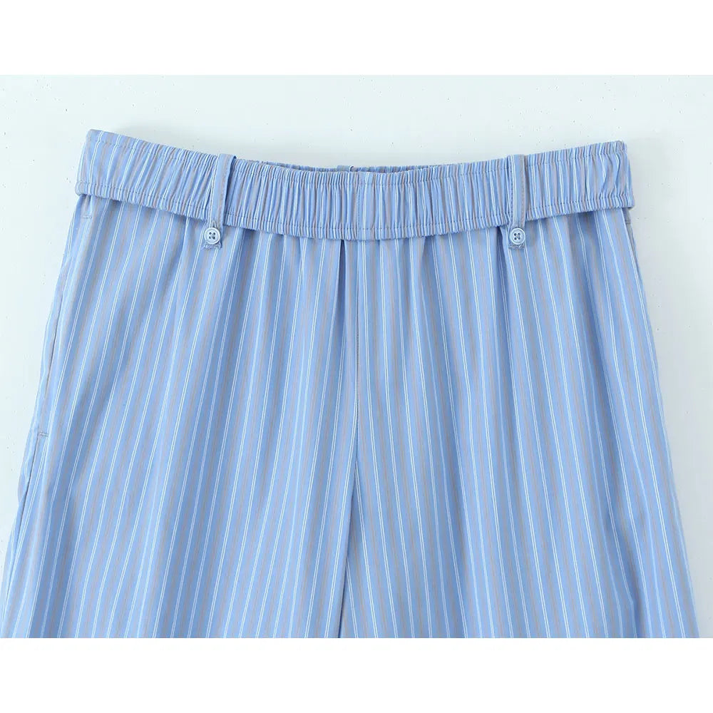 Azure Pinstripe Relaxed Pants
