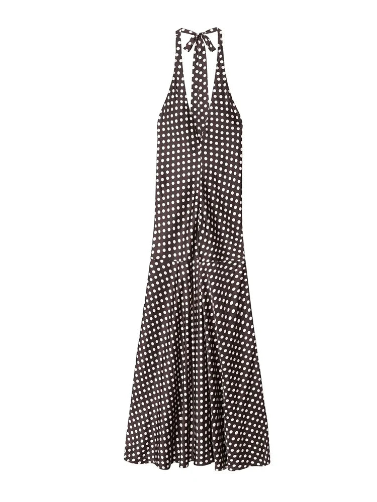 Polka Dot Halter Midi Dress