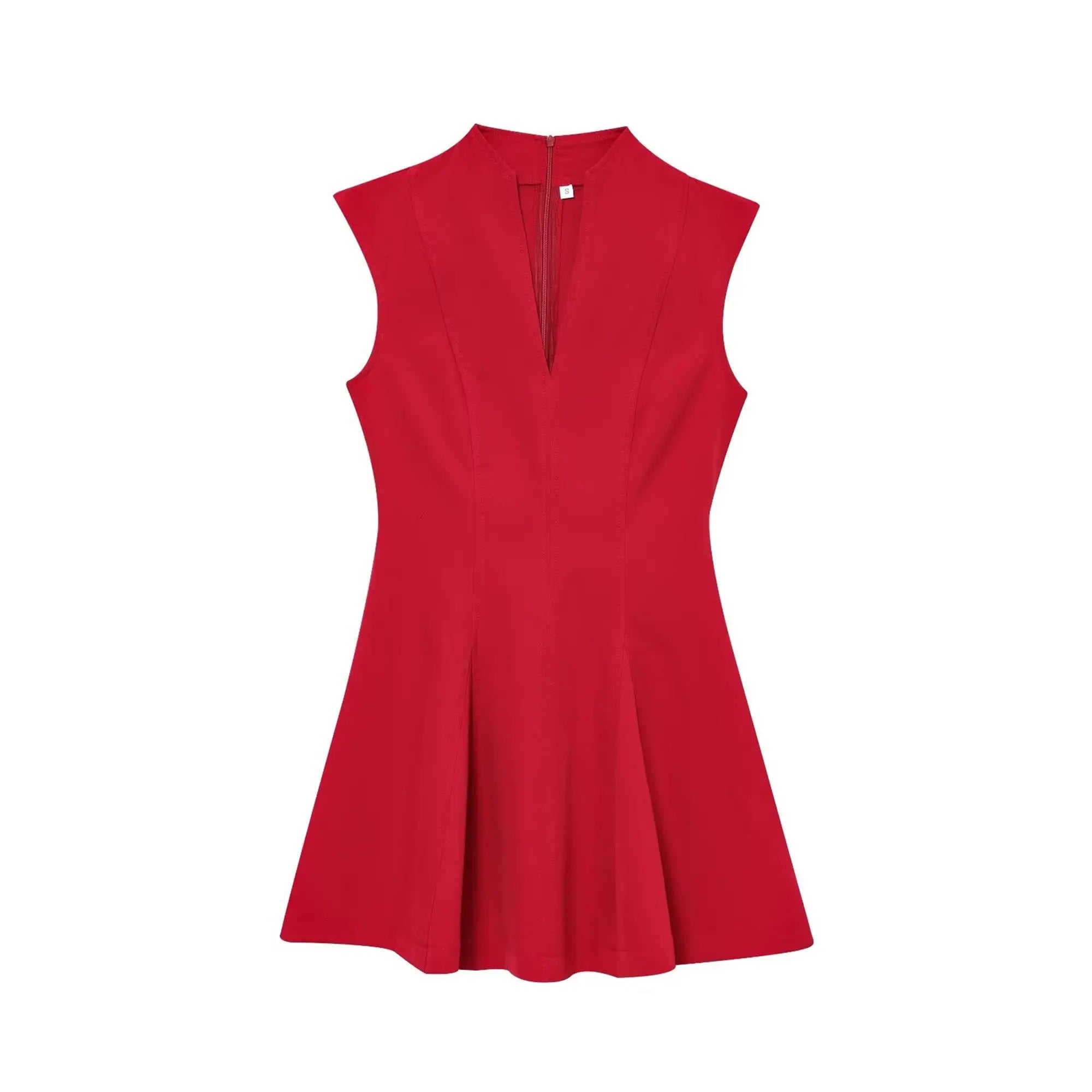 V-Neck Pleated Mini Dress