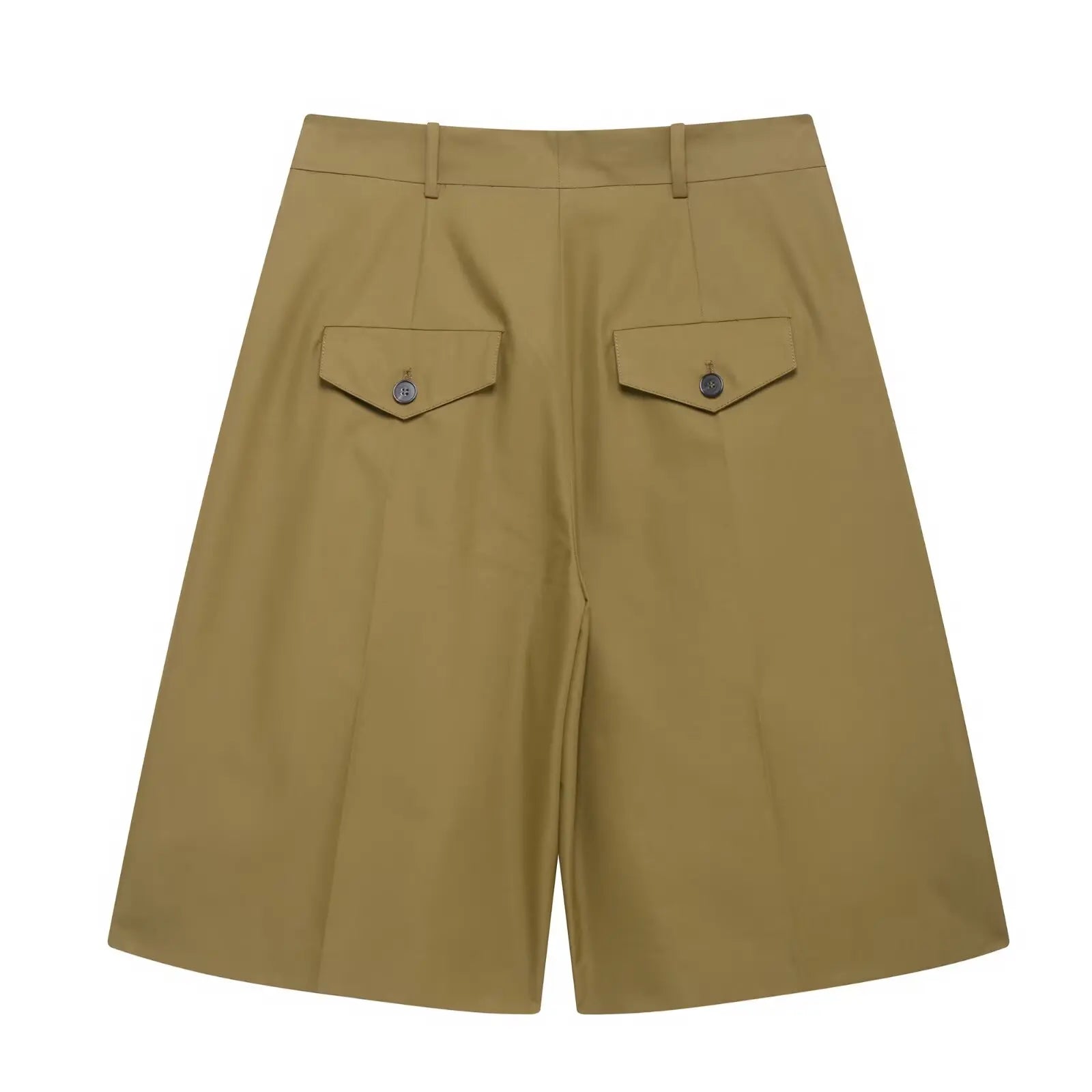 Camel Pleated Bermuda Shorts