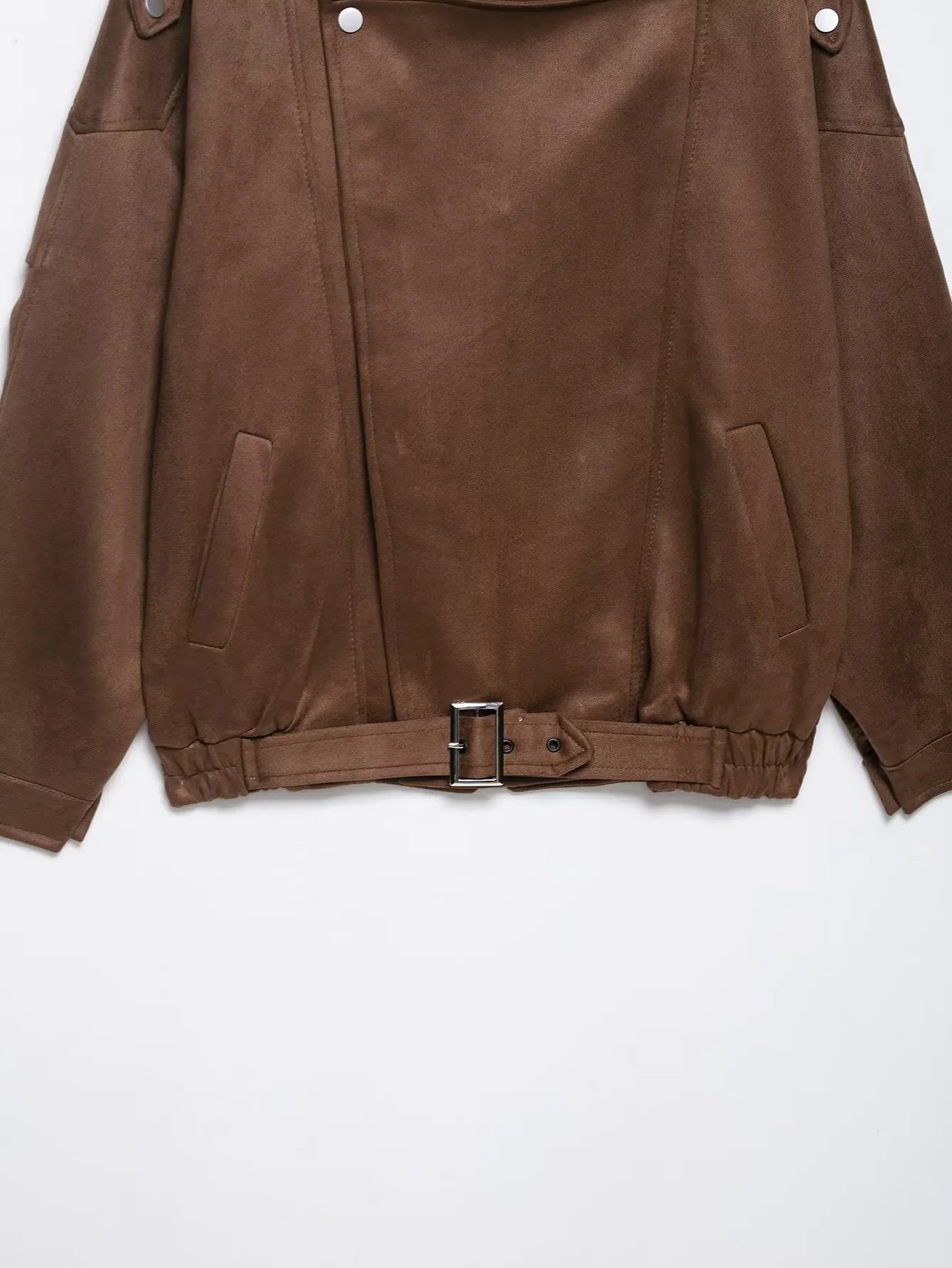 Chestnut Buckled High-Collar Jacket