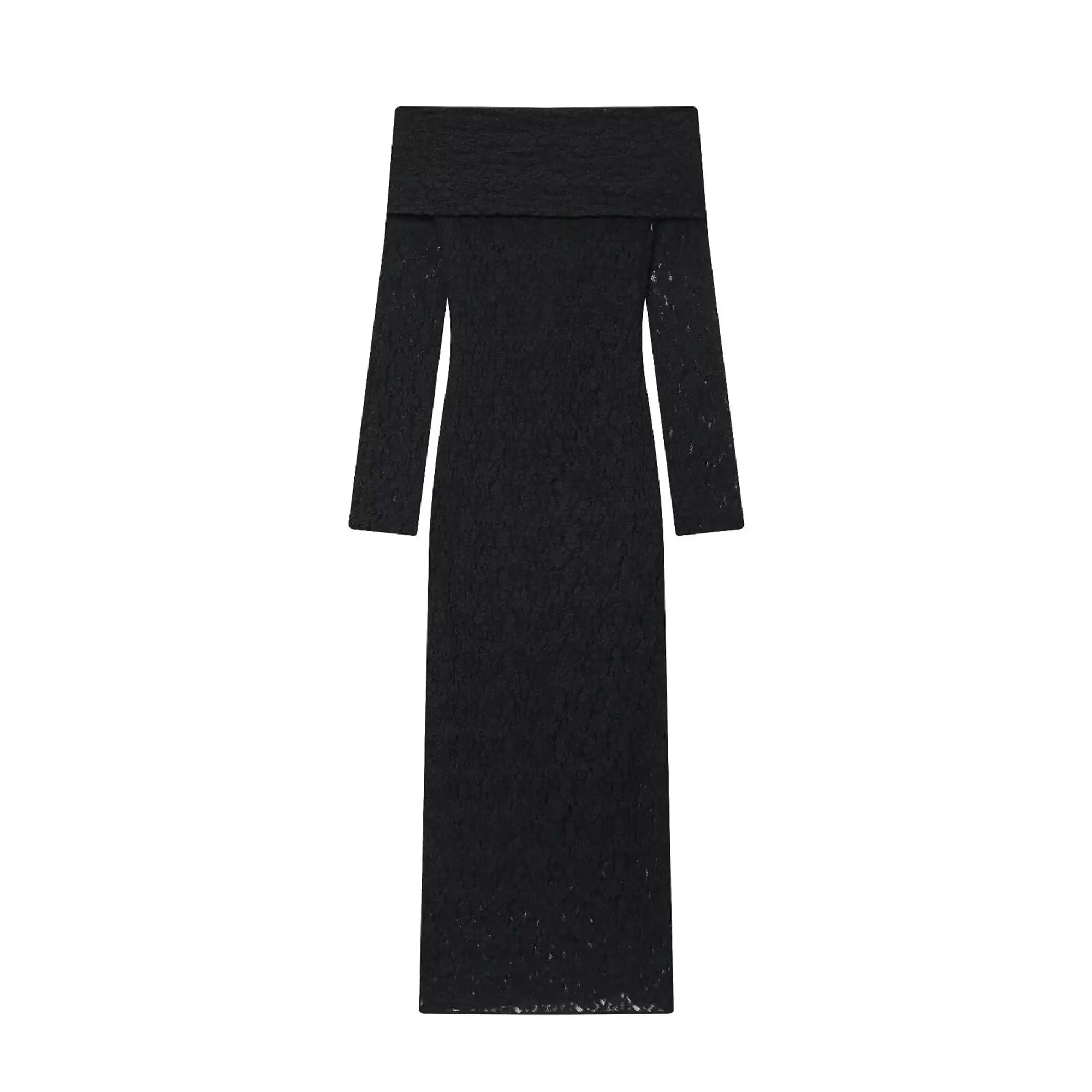 Off-Shoulder Lace Midi Dress