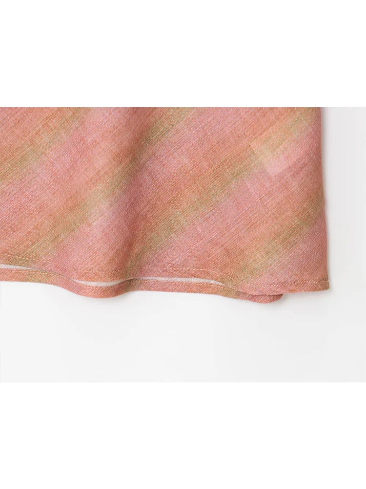 Blush Plaid Drawstring Maxi Skirt