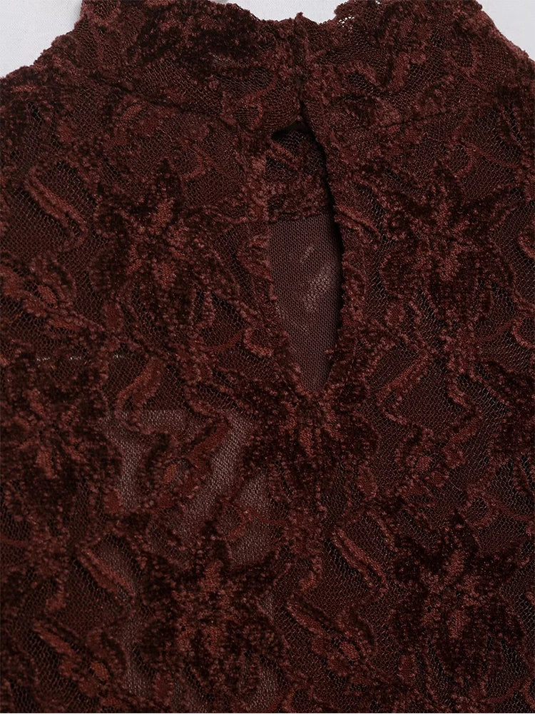 Lace Mock Neck Mini Dress