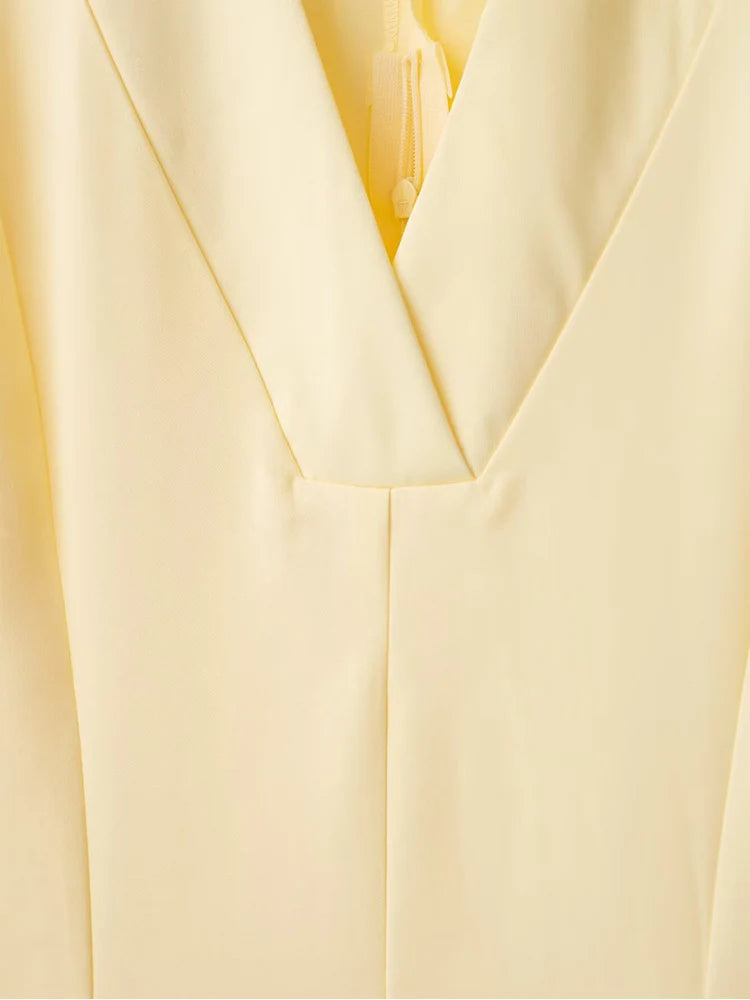 Butter Yellow Collared Midi Dress