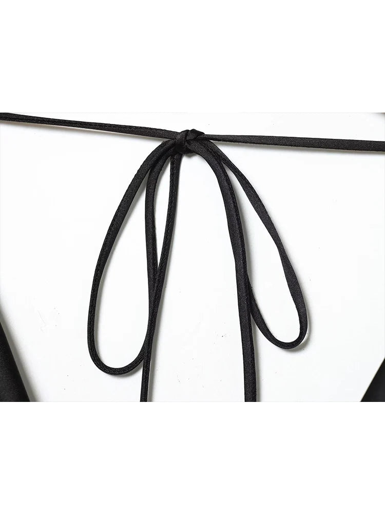 Satin Drape-Back Mini Dress